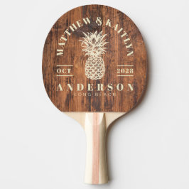 Reclaimed Wood Tropical Pineapple Wedding Tischtennis Schläger