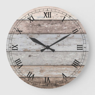 Recleted Wood Look Trendy Große Wanduhr