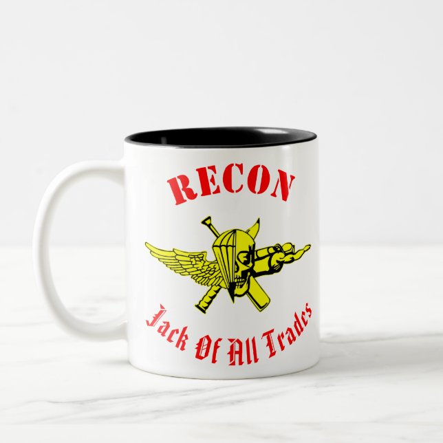 Recon Jack aller Geschäfte ©WhiteTigerLLC.com # Zweifarbige Tasse (Links)