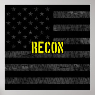 Recon Subdued American Flag Poster