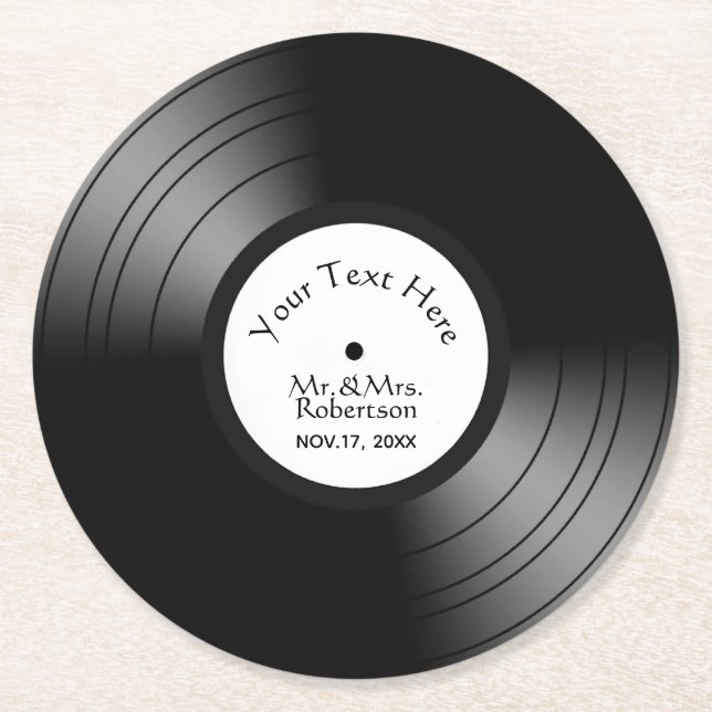 Record Album Names Date Wedding / Anniversary Runder Pappuntersetzer (Vorderseite)