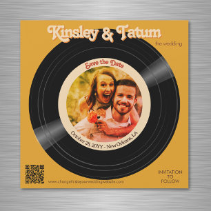 Record Foto Magnet Save the Date QR Groovy Browns