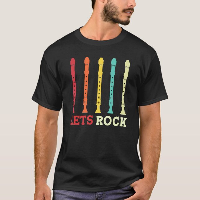 recorder player lets rock funny retro T-Shirt (Vorderseite)