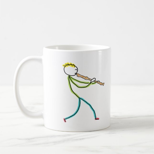 Recorder Playing Stickman Kaffeetasse (Links)