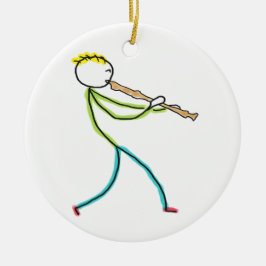 Recorder Playing Stickman Keramik Ornament