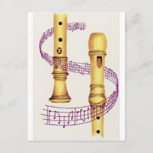 Recorder und Musik Postkarte