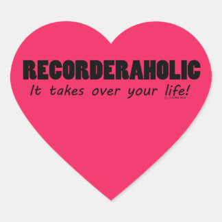 Recorderaholic Life Heart Sticker