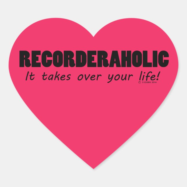 Recorderaholic Life Heart Sticker (Vorderseite)
