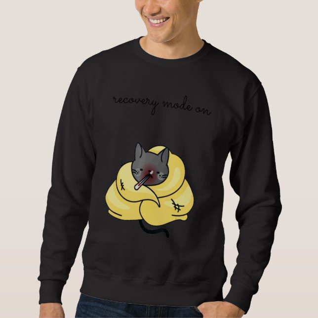 Recovery Mode On Get Well   Injury Tuxedo Cat Sweatshirt (Vorderseite)