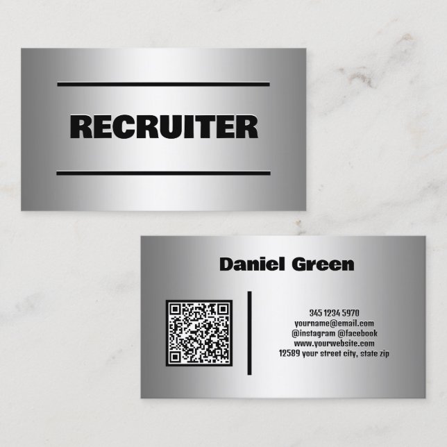 Recruiter Custom QR Business Card Visitenkarte (Vorne/Hinten)