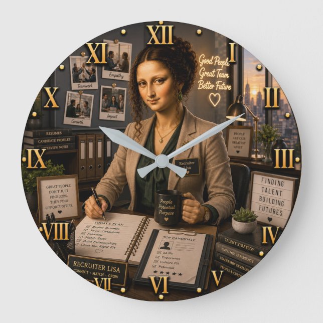 Recruiter Mona Lisa Große Wanduhr (Vorderseite)