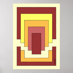 Rectangle Abstrakt Multicolor (70er Style) Poster