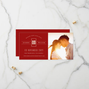 Rectangle Double Happiness Chinese Wedding Foto Save The Date