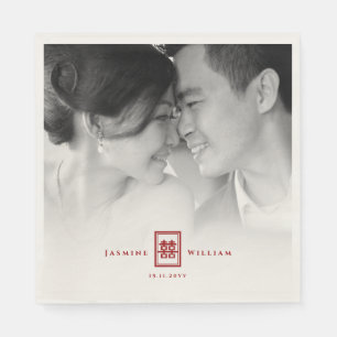 Rectangle Double Happiness Chinese Wedding Foto Serviette