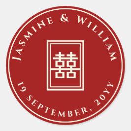 Rectangle Double Happiness Klassische chinesische Runder Aufkleber