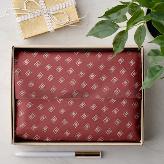 Rectangle Double Happiness Klassische chinesische  Seidenpapier (Geschenk)