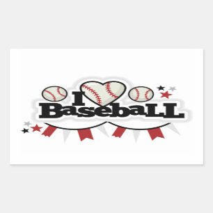 Rectangle Stickers/I-Liebe Baseball Rechteckiger Aufkleber