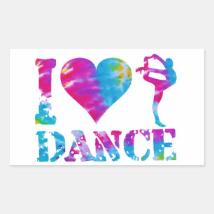 Rectangle TieDye Heart Liebe Dance Gymnastik Cheer Rechteckiger Aufkleber