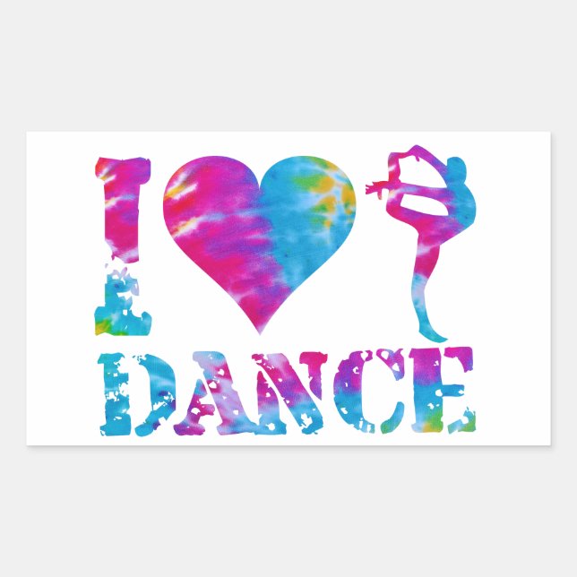 Rectangle TieDye Heart Liebe Dance Gymnastik Cheer Rechteckiger Aufkleber (Vorderseite)