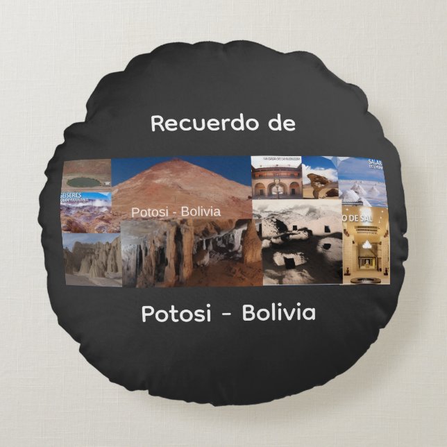 Recuerdo de Potosi Bolivia Rundes Kissen (Vorderseite)