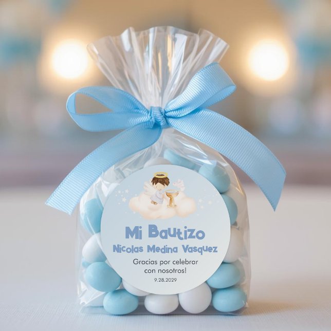 Recuerdos Bautizo Boy Angel Taufe Favoriten Gesche Runder Aufkleber (Von Creator hochgeladen)