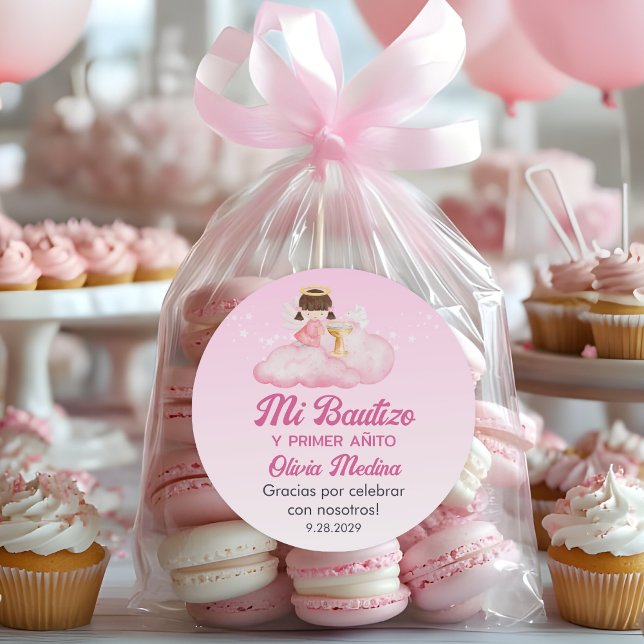 Recuerdos Bautizo Niedliche Taufe im ersten Jahr F Runder Aufkleber (Von Creator hochgeladen)