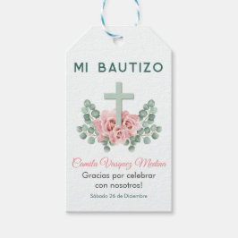 Recuerdos para Bautizo Cross und Blätter Taufe Geschenkanhänger