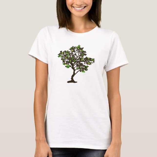 Recyceln Sie den T - Shirt der Symbol-Baum-Frauen (Vorderseite)