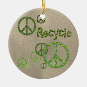 Recyceln Sie Friedenszeichen-Verzierung Keramik Ornament