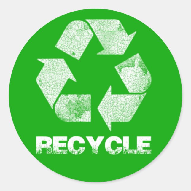 Recyceln Sie grüne Vintage-Aufkleber Runder Aufkleber (Vorderseite)