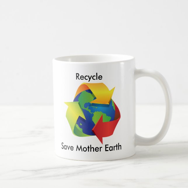 Recyceln Sie retten Mutter-ErdTasse Kaffeetasse (Rechts)