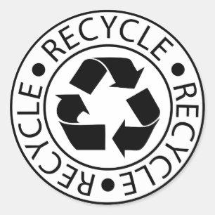 Recyceln Sie schwarzes Logo Runder Aufkleber