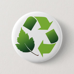 RECYCELN SIE SYMBOL MIT BLATT BUTTON