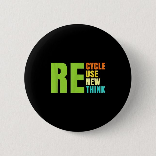 Recyceln Wiederverwenden Erneuern Umdenken Krise U Button (Vorderseite)