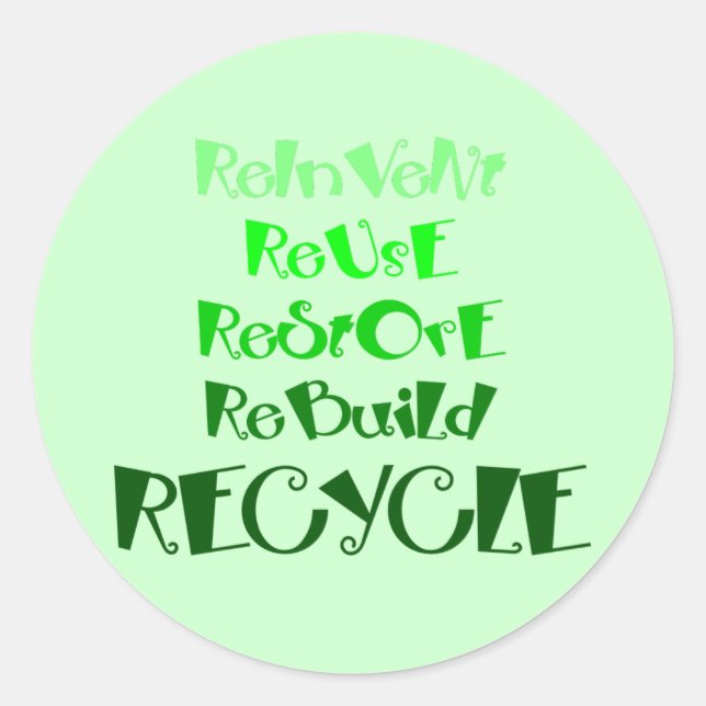 Recycelnd Aufkleber zur Sensibilisierung (Vorderseite)