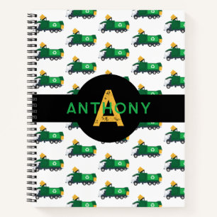 Recycelnd Garbage Truck Kids Monogram School Notizbuch