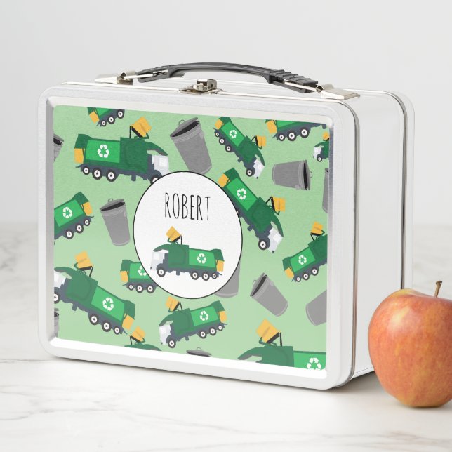 Recycelnd Garbage Truck Muster Boys Name Metall Brotdose (Beispiel)