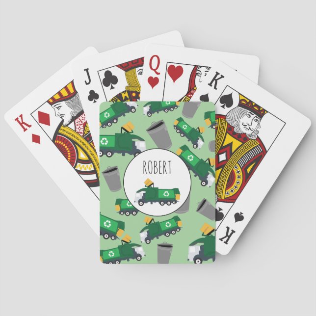 Recycelnd Garbage Truck Muster Boys Name Spielkarten (Rückseite)