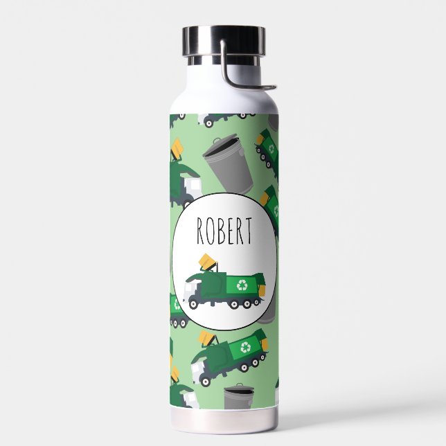 Recycelnd Garbage Truck Muster Boys Name Trinkflasche (Links)