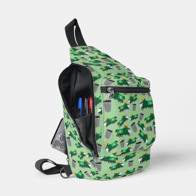 Recycelnd Garbage Truck Muster zurück zur Schule Crossbody Bag (Offen)
