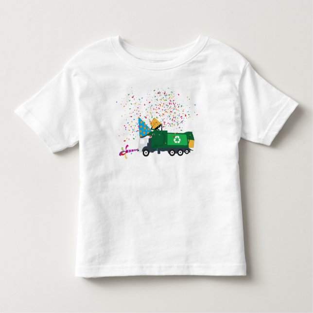Recycelnd Garbage Truck Party Kleinkind T-shirt (Vorderseite)