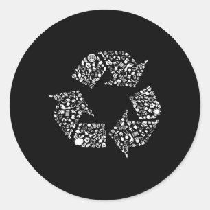 Recycelnd Logo Recycle Symbol Earth Day Runder Aufkleber