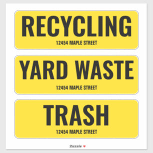 Recycelnd Müllhalde kann mit Adresse Aufkleber