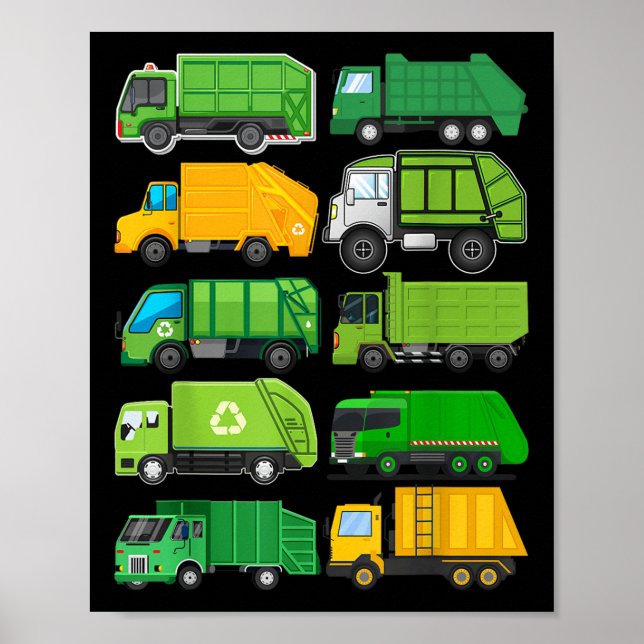 Recycelnd Mülltransporter Kindergeburtstag Geschen Poster (Vorne)