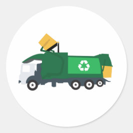 Recycelnd Müllwagen Runder Aufkleber