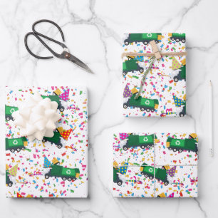 Recycelnd Party-Muster für LKW Geschenkpapier Set