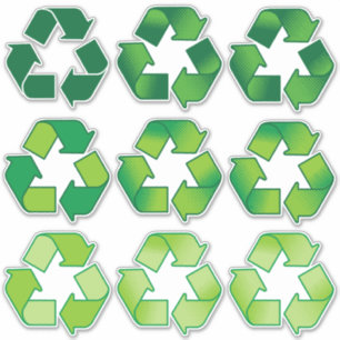 Recycelnd Set-Stickers für Symbole Aufkleber