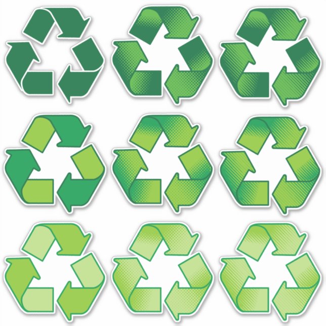 Recycelnd Set-Stickers für Symbole Aufkleber (Vorderseite)