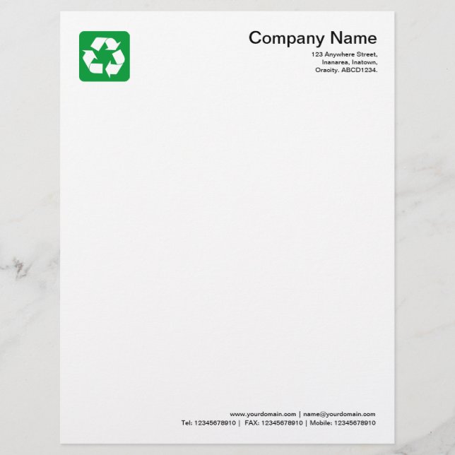 Recycelnd Symbol - grün Briefbogen (Vorderseite)