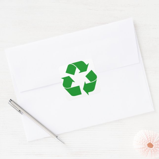 Recycelnd Symbol - grün Quadratischer Aufkleber (Umschlag)